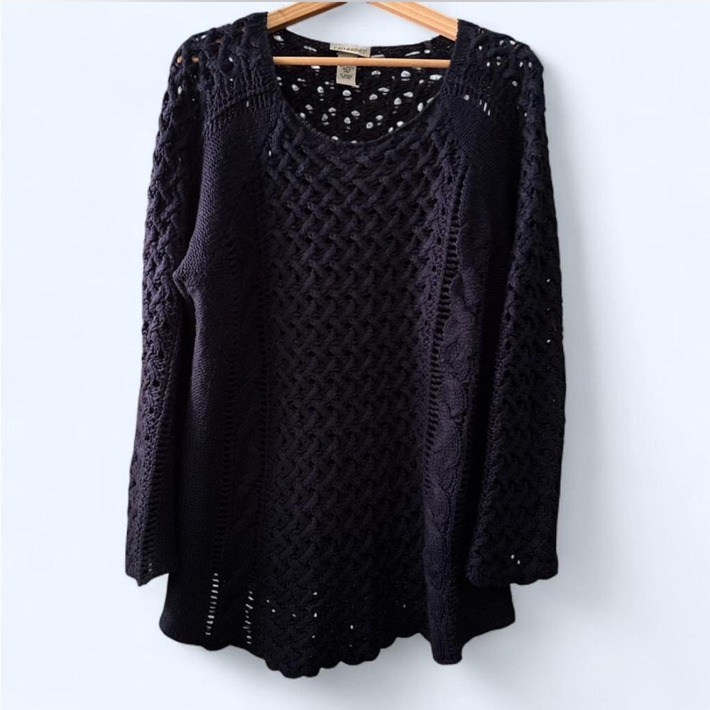 Navy Blue Open Knit Sweater